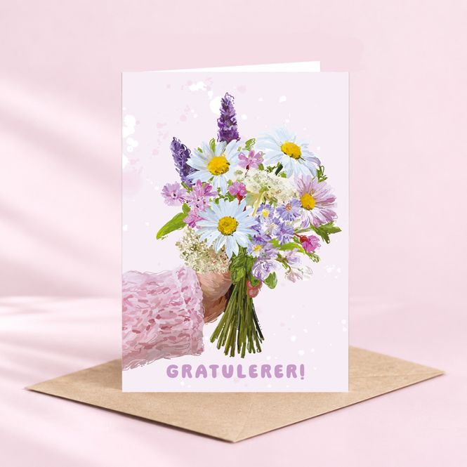 Hovedbilde GRATULERER - foldbart m/konvolutt